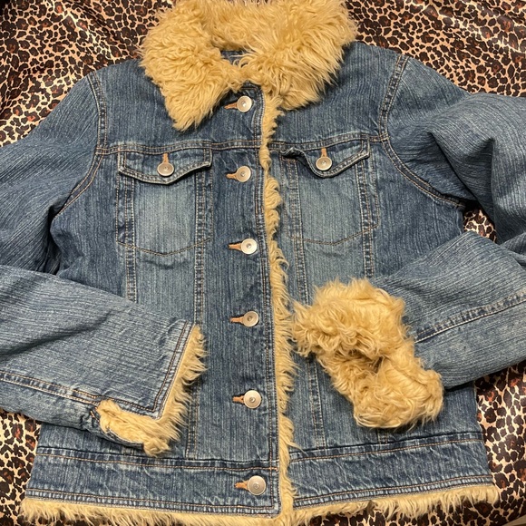 Y2k Faux Fur Trim Jean Jacket - Picture 1 of 15